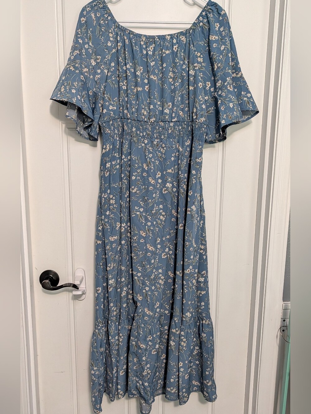 BloomChic Blue Floral Short Sleeve Dress - Picture 9 of 9